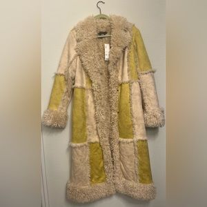 Urban Outfitters Amelia Faux Fur Trim Check Overcoat